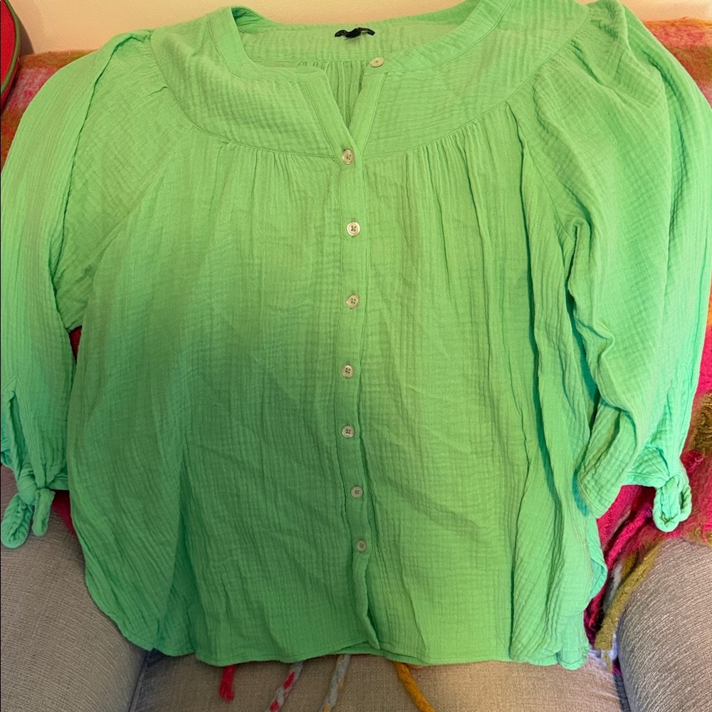 Talbots Button Down Spring Green Button Down Blou… - image 3
